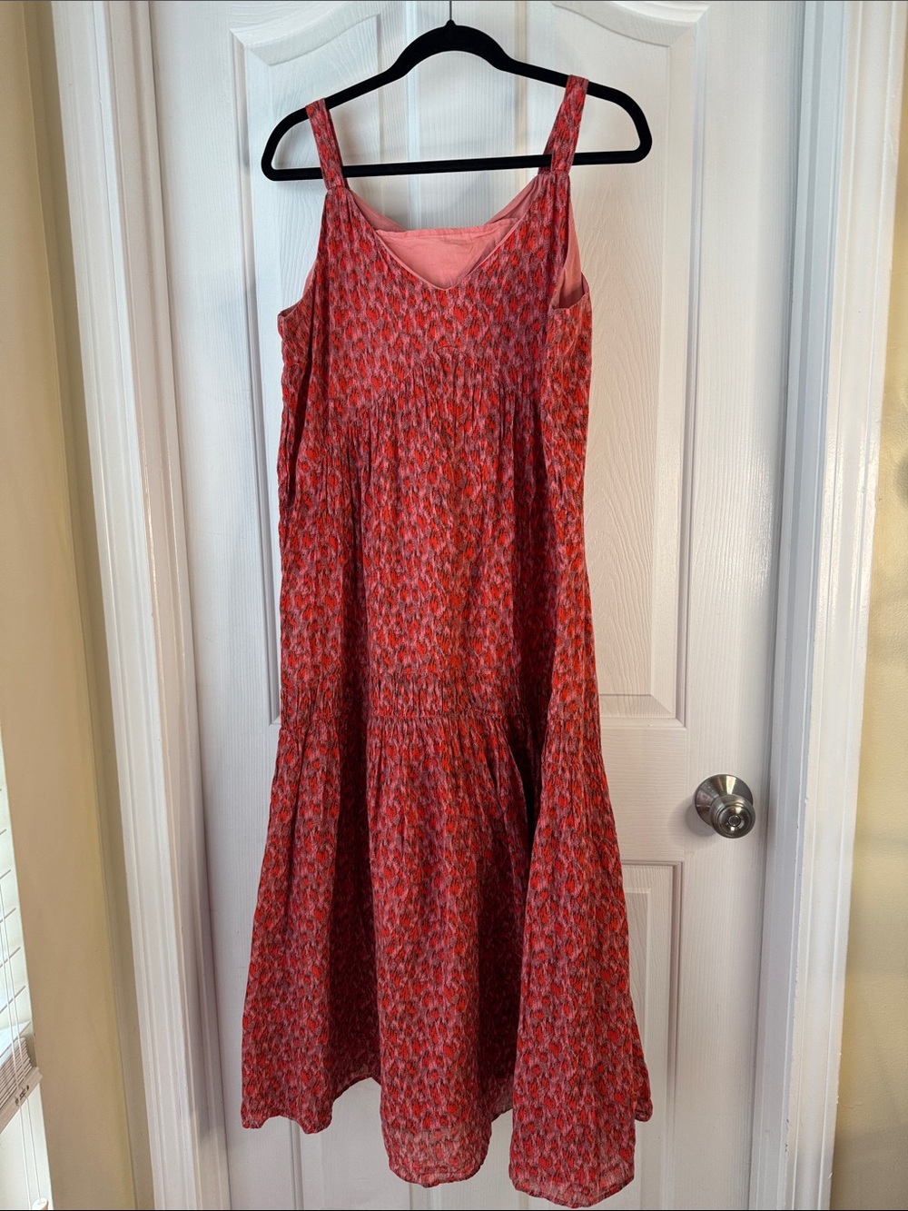 Joie Coral-Red Printed Sleeveless Maxi Dress (BB)